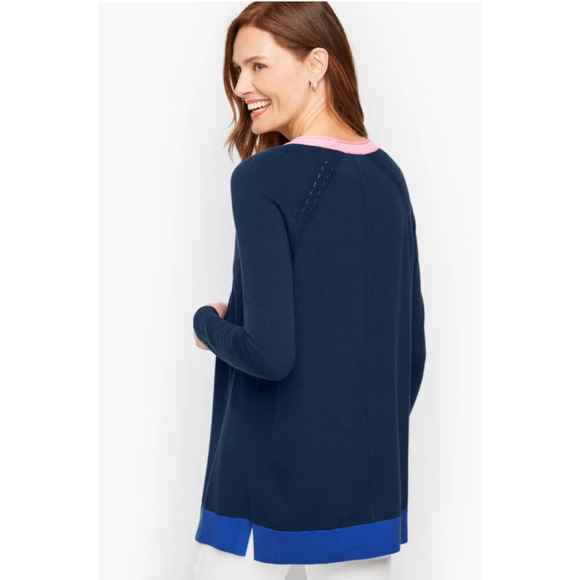 Talbots Womens Blue Pink Long Sleeve Button Up Cardigan Sweater Size PXL NWT - Picture 2 of 13